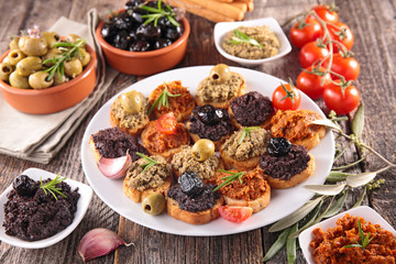 assorted bread with tapenade