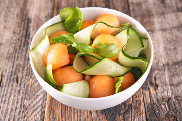 melon,cucumber and basil