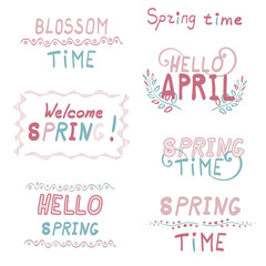 Lettering spring inscriptions set