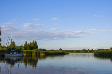 Fototapeta premium A wonderful morning in a small yacht club on the Dnipro river. Ukraine