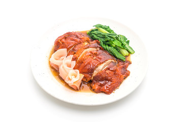 roasted duck on white background