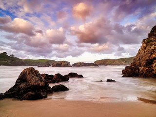 Fototapeta na wymiar spectacular rock formations on the coast of Cantabria, Spain