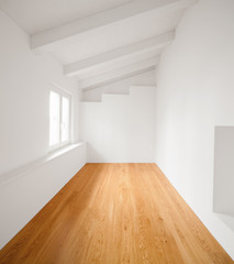 On the wall there is a staircase, romm in a old house