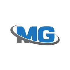 Initial letter MG, overlapping swoosh ring logo, blue gray color