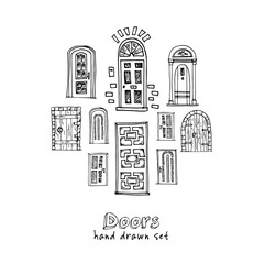Obraz premium Hand drawn doodle doors set.