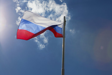 National flag of Russia on a flagpole