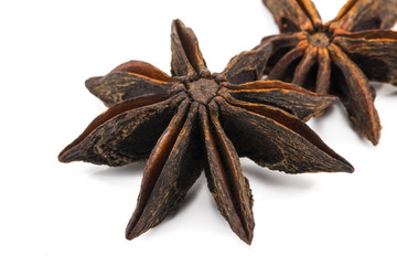 Star anise spice isolated on white background