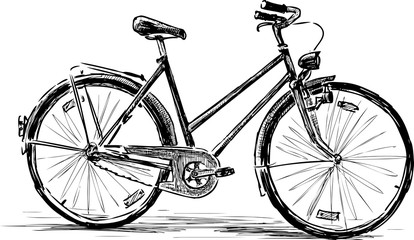 Fototapeta na wymiar Sketch of an old city bicycle