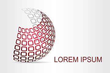 Logo stylized spherical surface with abstract shapes