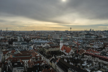 Fototapeta na wymiar Wien, Panorama, Skyline, Dächer, 2018