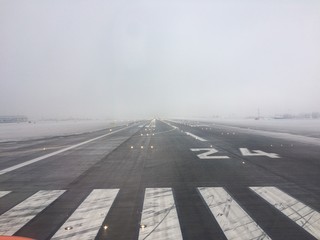Foggy runway