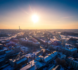 Zimowy Lublin z lotu ptaka