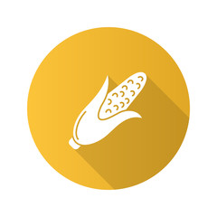 Corn flat design long shadow glyph icon