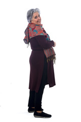 full portrait of senior woman on white