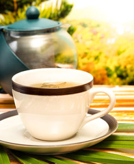 Green Tea Break Represents Refreshments Cafe And Restaurant