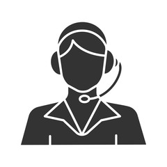 Call center operator glyph icon