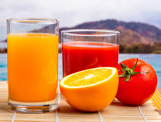Refreshing Juice Shows Citrus Fruit And Fruits