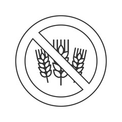 Forbidden sign with wheat ears linear icon
