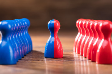 Merging Of Red And Blue Pawns