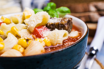 Traditional Italian soup with pasta