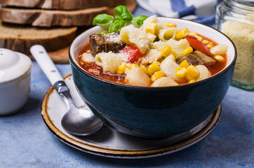 Traditional Italian soup with pasta