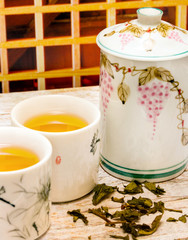 Japanese Green Tea Represents Cup Breaktime And Refreshes