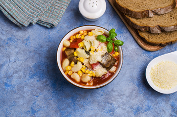 Traditional Italian soup with pasta