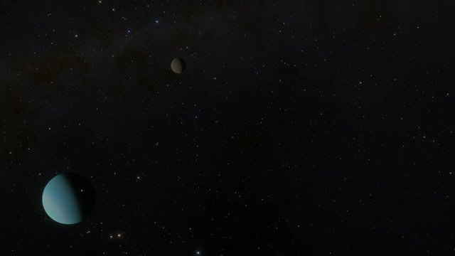 Titania Moon Orbits Uranus