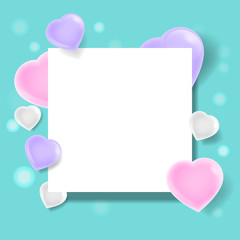 pastel palette background with pastel hearts for valentines day