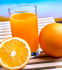Orange Juice Squeezed Shows Citrus Fruit And Drink