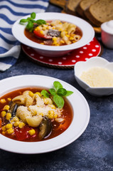 Traditional Italian soup with pasta