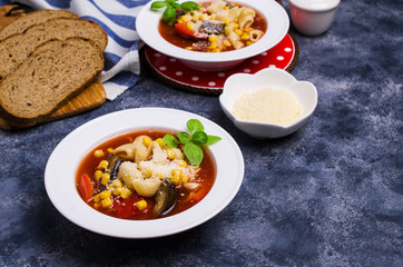 Traditional Italian soup with pasta
