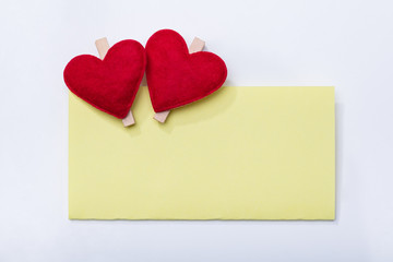Blank Card With Two Heart Clothespins