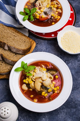 Traditional Italian soup with pasta