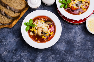 Traditional Italian soup with pasta