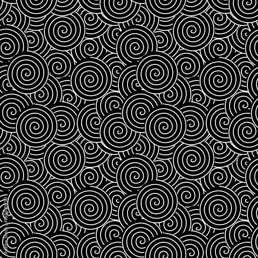 Aufkleber Spirals and swirls abstract geometric vector seamless pattern.