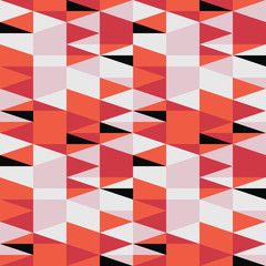 Triangles seamless pattern. Modern vector abstract geometric background with triangles in retro colors. Scandinavian nordic design style.