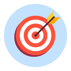 Arrow in center of board. Flat target icon