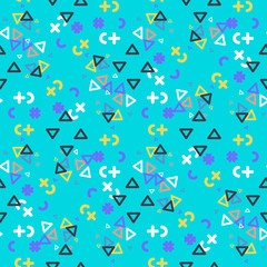 Abstract seamless vector pattern for girls, boys, clothes. Creative background with dots, geometric figures Funny wallpaper for textile and fabric. Fashion style. Colorful bright