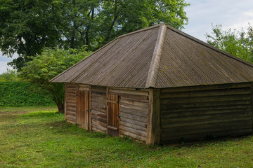 Wooden house at the farmyard in the estate of Count Leo Tolstoy in Yasnaya Polyana in September 2017.