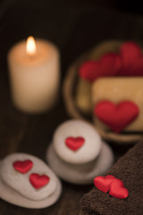 Wellness decoration on wooden table .Valentine's Day concept