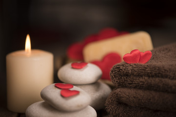 Wellness decoration on wooden table .Valentine's Day concept