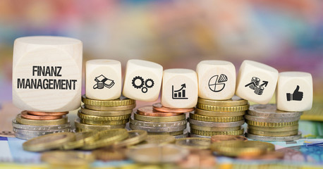 Finanzmanagement / Münzenstapel mit Symbole