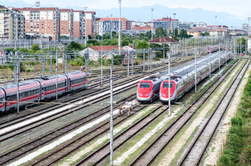 two high-speed trains on the tracks ready to travel and transport passengers for economic and tourist activities. news about delays are every day, but for the holidays they will be more punctual. news