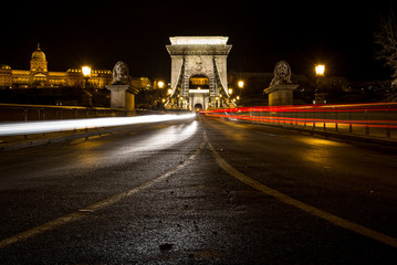 Szechenyi bridge at night