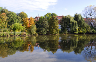 Altenburg / Germany: Autumnal view over the „Little Pond“