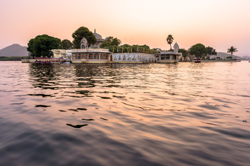 sunset over Jagmandir in Lake Pichola, Udaipur, Rajasthan