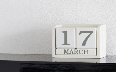 White block calendar present date 17 and month March