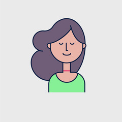 Colorful vector avatar of dreaming girl