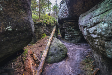 So called Errant Rocks in Table Mountains, Sudetes in Poland